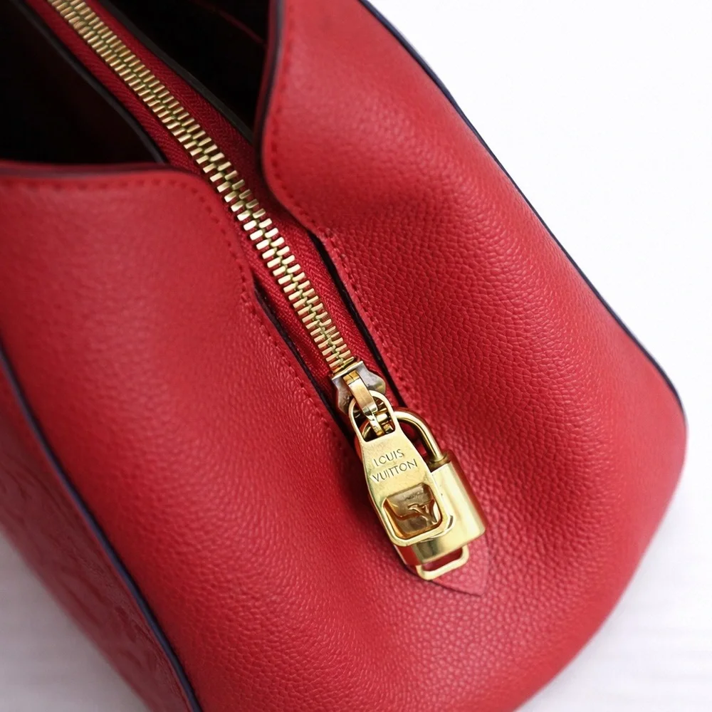 Louis Vuitton Red Embossed Monogram Satchel - Picture 6 of 7